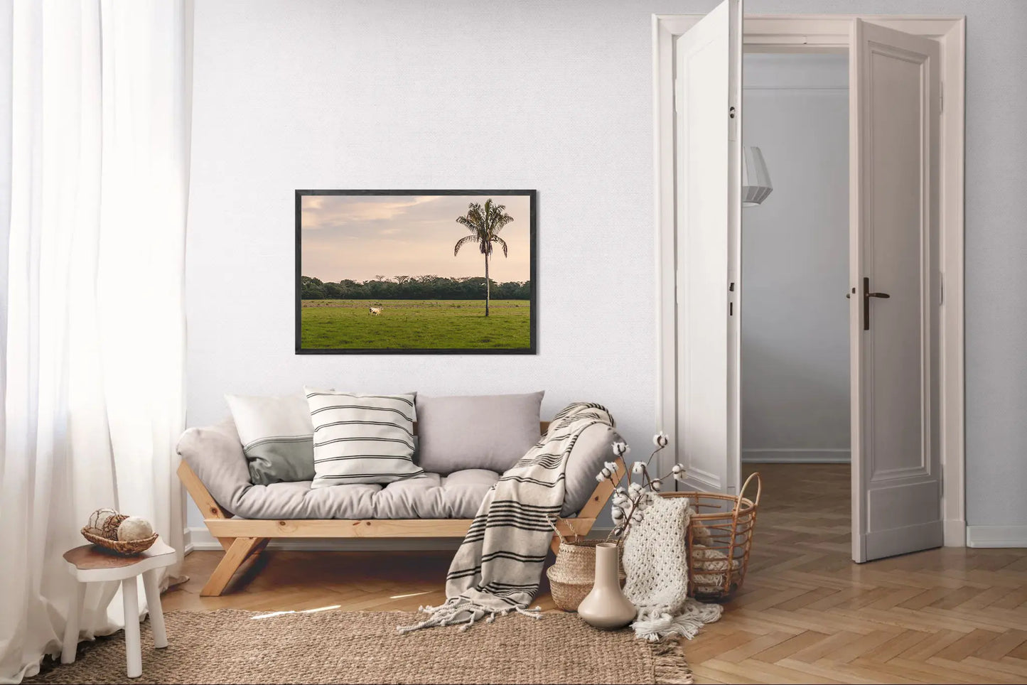Solitary Grace – Brahman Cow and Palm Tree at Dusk | Costa Rica Wildlife Photo