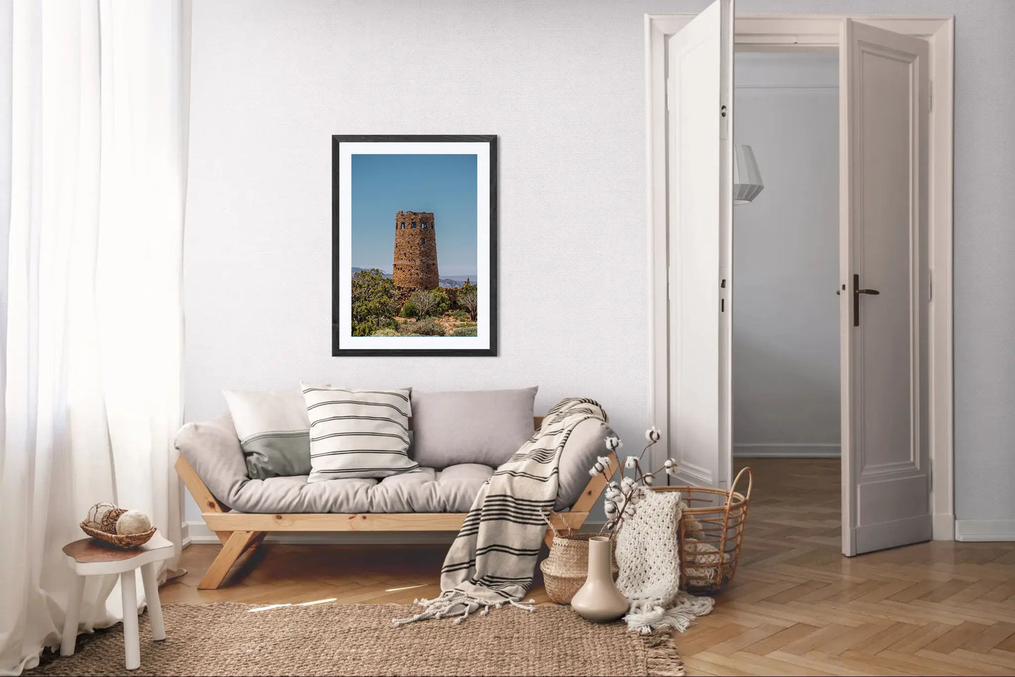 Desert Sentinel - Grand Canyon Vertical Wall Art Print | Desert View Watchtower & Sky