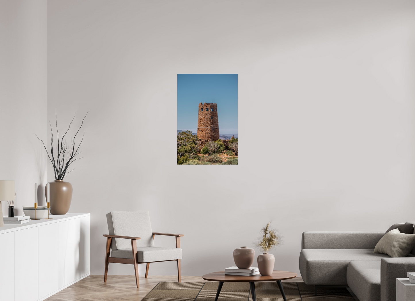 Desert Sentinel - Grand Canyon Vertical Wall Art Print | Desert View Watchtower & Sky