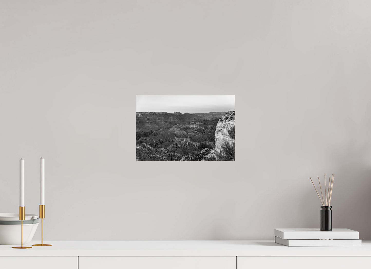 Stone Silence - Black and White Grand Canyon Landscape Print | Textured Canyon View from Hopi Point