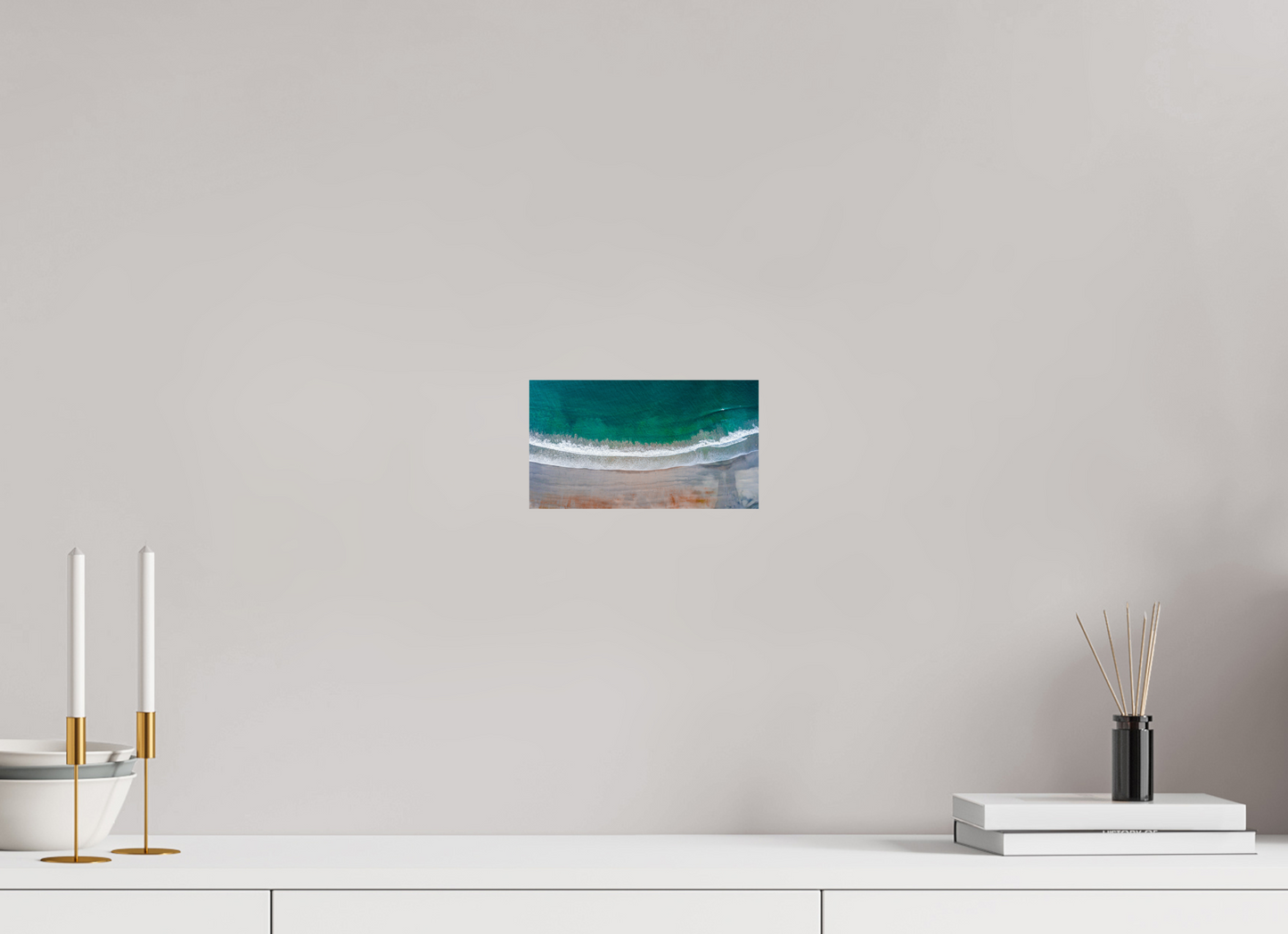 Serenity in Sámara – Aerial Beach Wall Art Print | Golden Sand & Turquoise Sea