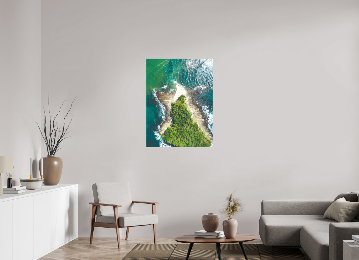 Isla Chora in Bloom - Aerial Island Wall Art Print | Samara Bay Blue Waters