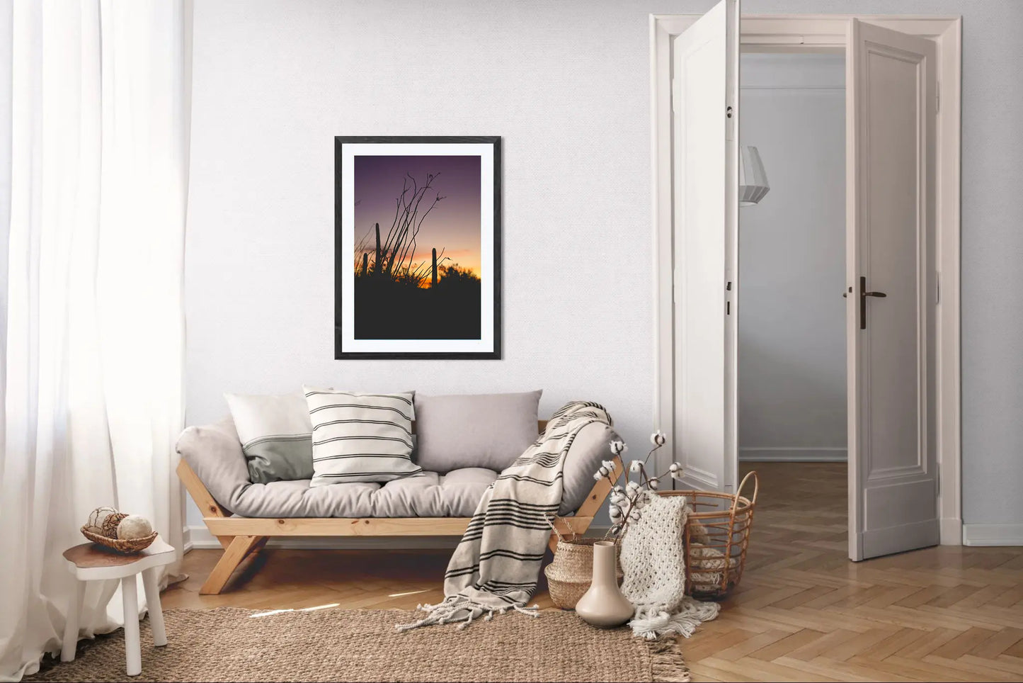 Desert Fade - Arizona Sunset Silhouette Print | Saguaros, Ocotillo & Layered Sky