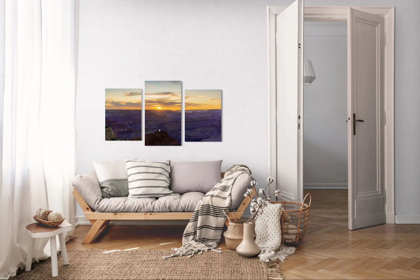 Heavenly West – Grand Canyon Sunset Wall Art Print | Golden Sky & Purple Cliffs from Hopi Point