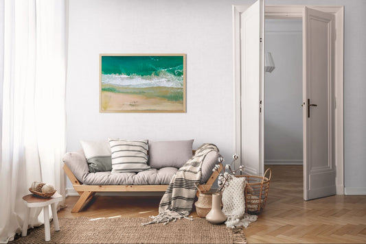 Solace at Barrigona - Aerial Ocean Wall Art Print | Waves and Lagoon on White Sand Beach