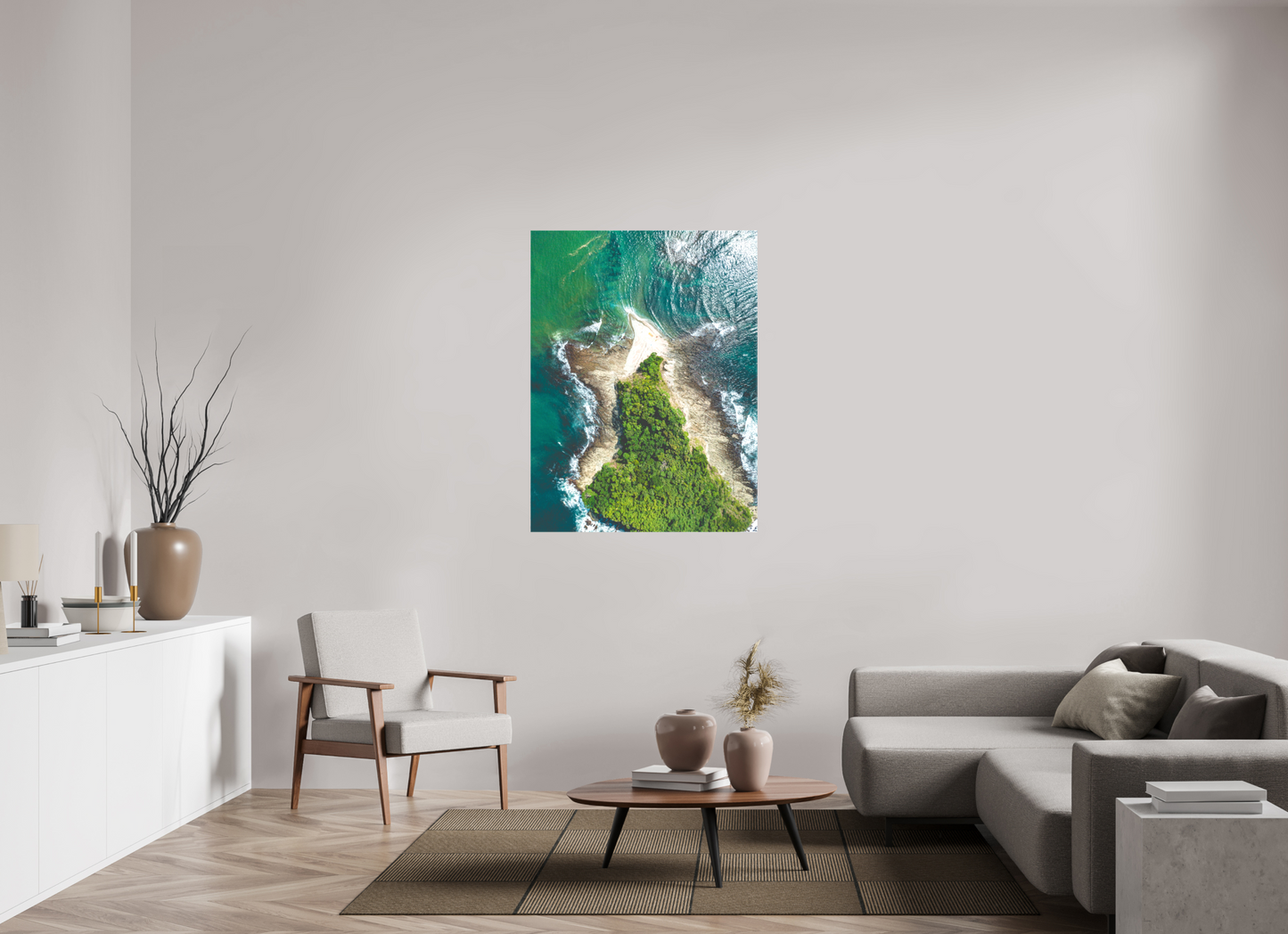 Isla Chora in Bloom - Aerial Island Wall Art Print | Samara Bay Blue Waters