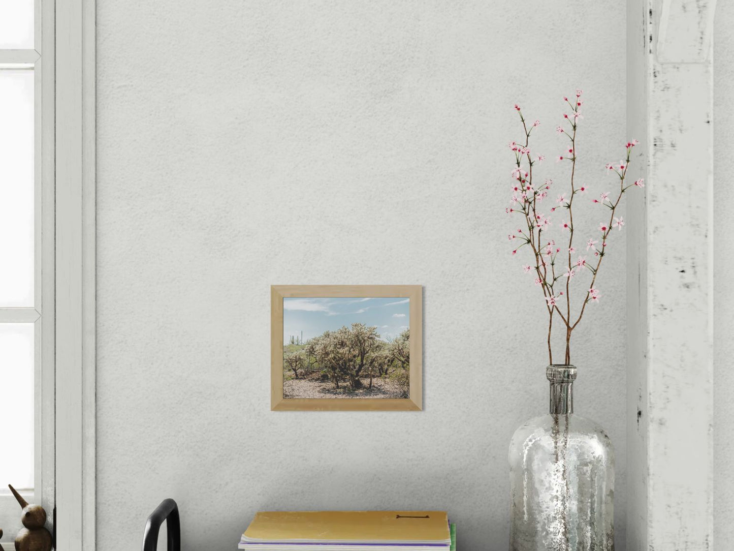 Crowned by Light - Tucson Mountain Park Desert Print | Cholla Grove & Pale Desert Sky