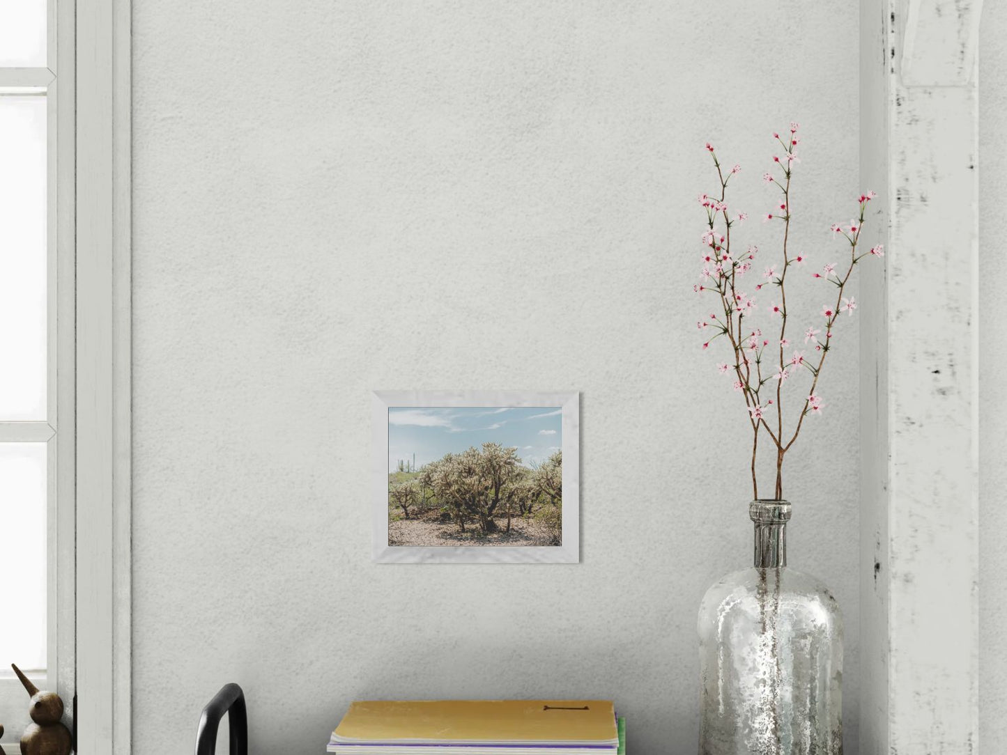 Crowned by Light - Tucson Mountain Park Desert Print | Cholla Grove & Pale Desert Sky