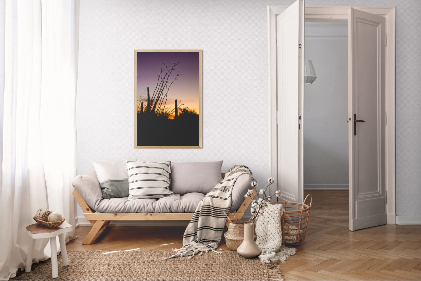 Desert Fade - Arizona Sunset Silhouette Print | Saguaros, Ocotillo & Layered Sky