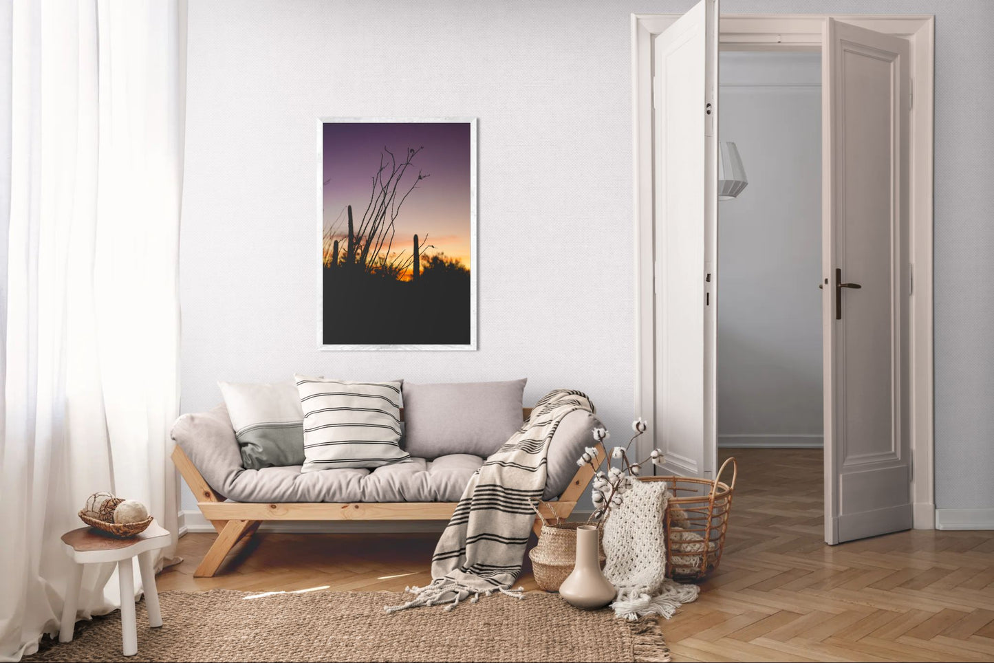 Desert Fade - Arizona Sunset Silhouette Print | Saguaros, Ocotillo & Layered Sky