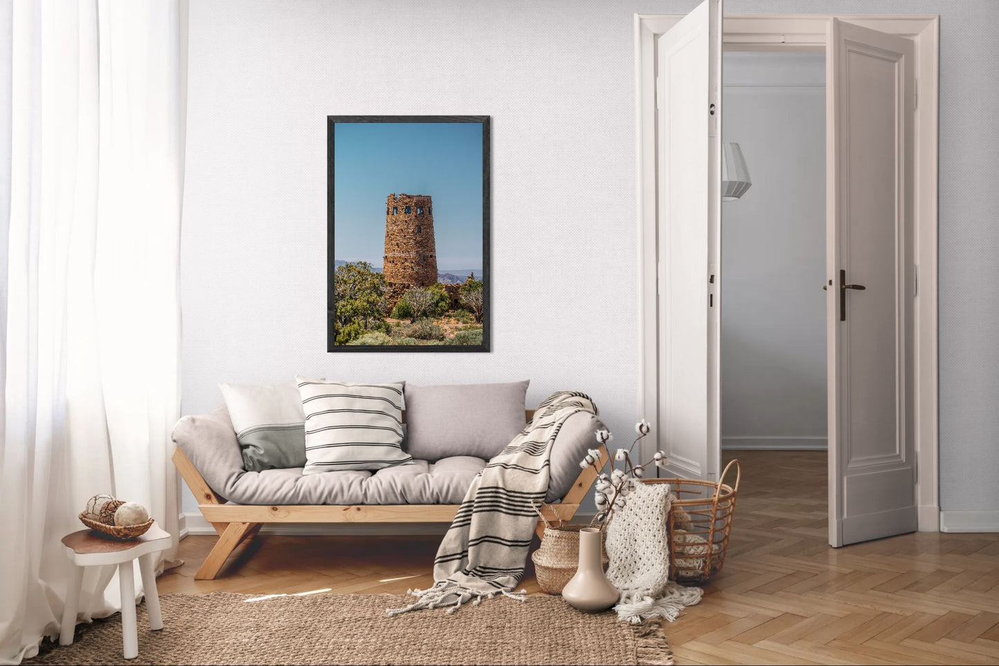 Desert Sentinel - Grand Canyon Vertical Wall Art Print | Desert View Watchtower & Sky