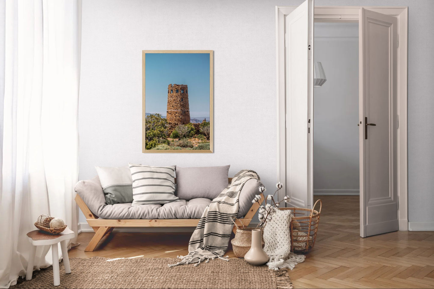 Desert Sentinel - Grand Canyon Vertical Wall Art Print | Desert View Watchtower & Sky