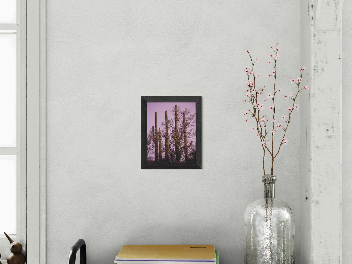Four Guardians - Saguaro Cactus Sunset Print | Desert Tree Silhouette & Purple Sky