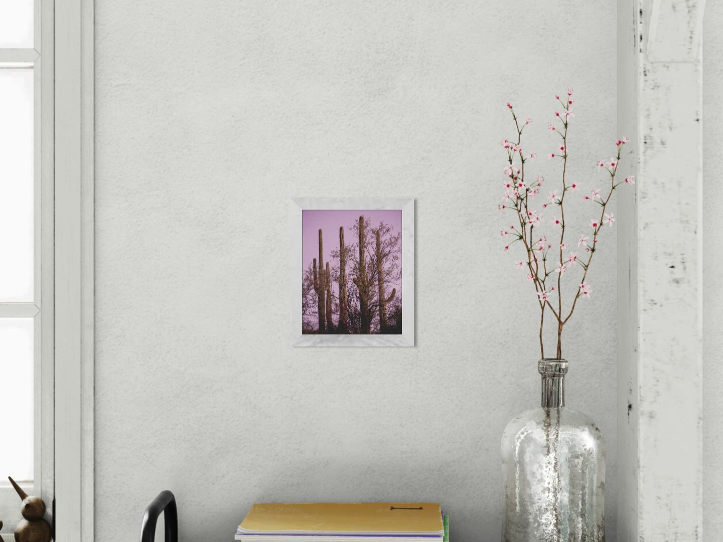 Four Guardians - Saguaro Cactus Sunset Print | Desert Tree Silhouette & Purple Sky