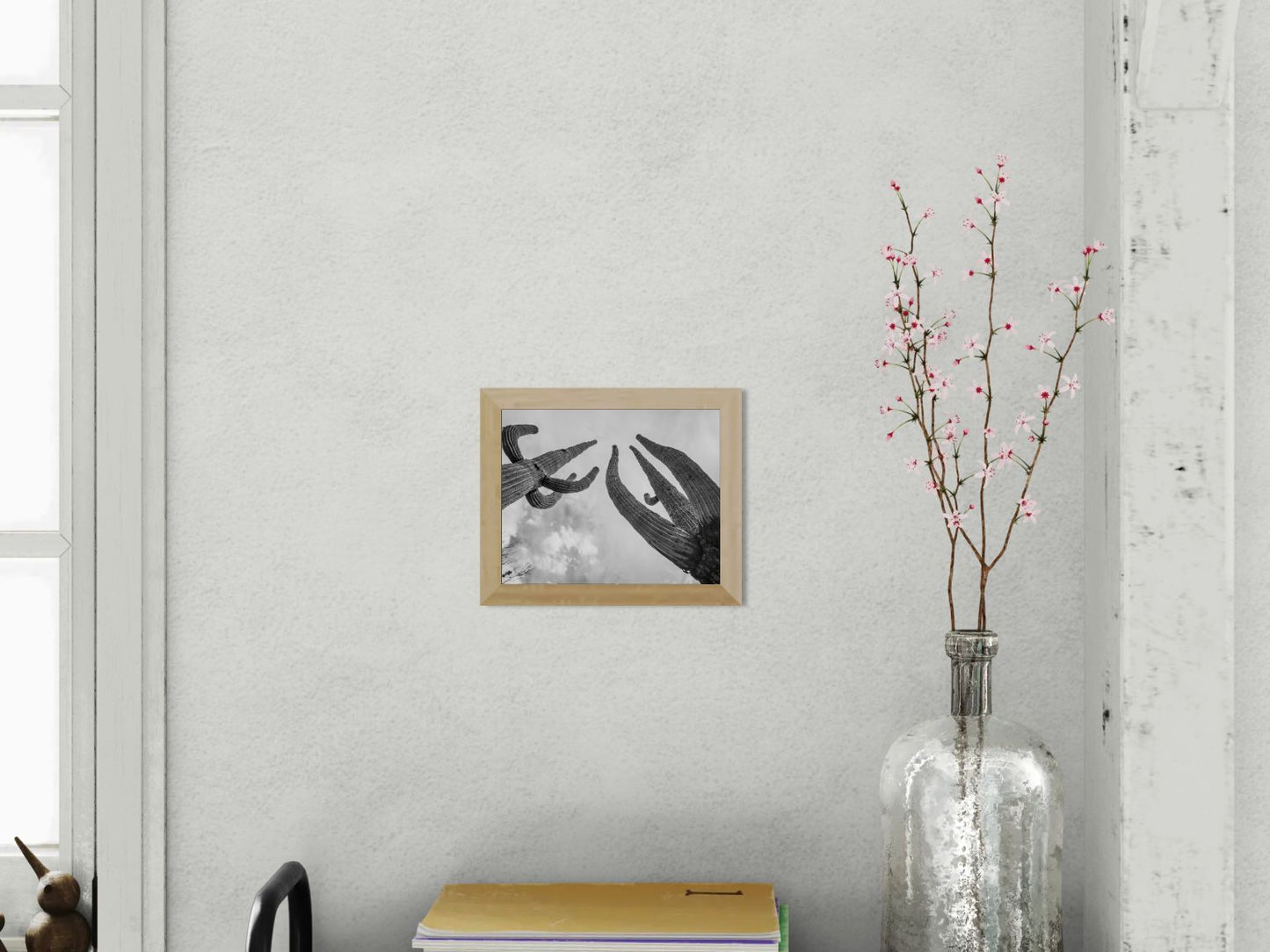 Giants Above – Black and White Saguaro Cactus Print | Arizona Desert Sky & Texture