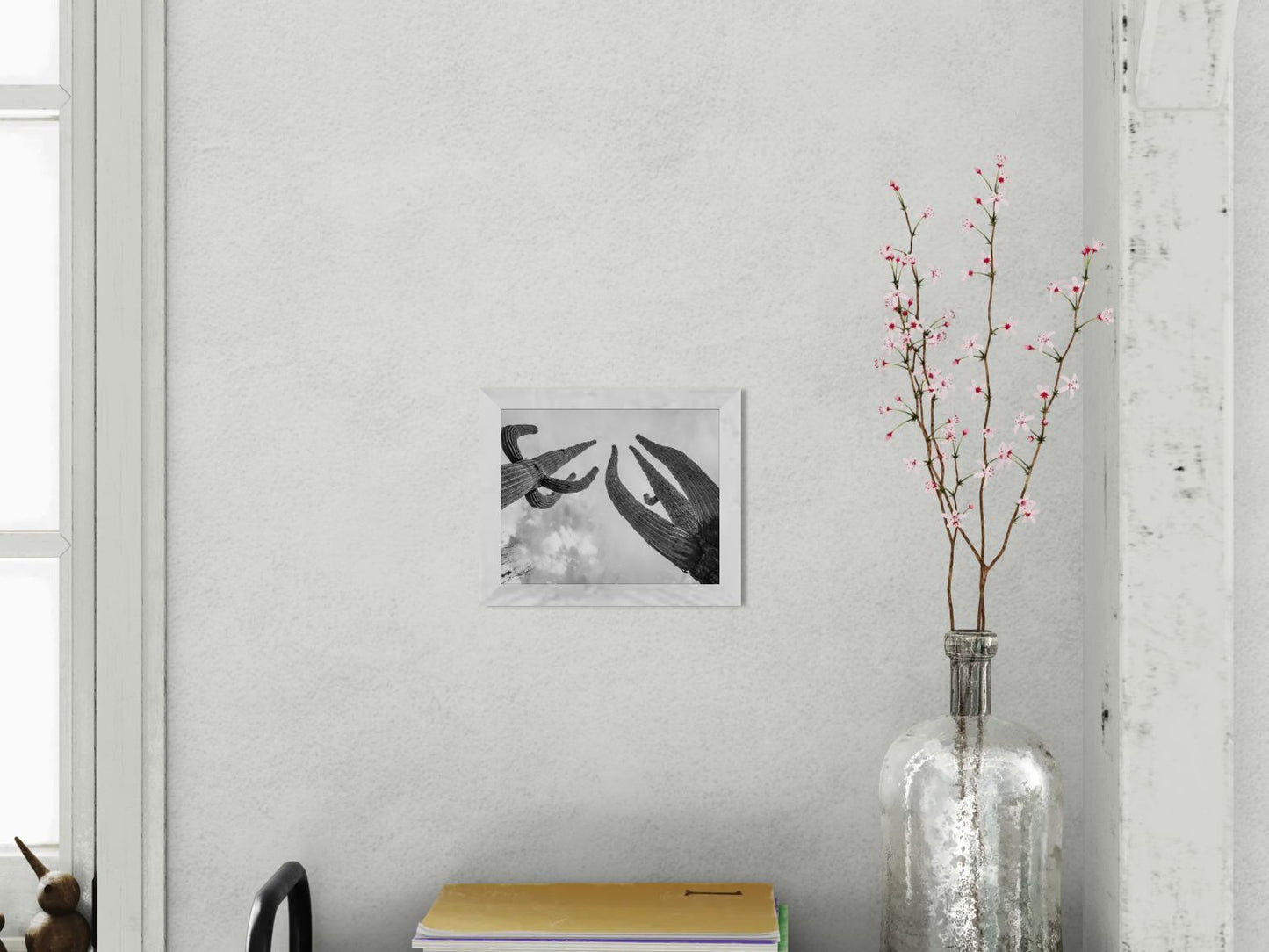 Giants Above – Black and White Saguaro Cactus Print | Arizona Desert Sky & Texture