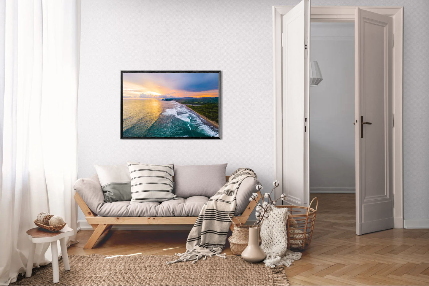 Golden Mirage - Costa de Oro Sunset Aerial Wall Art Print | Jungle Meets Ocean
