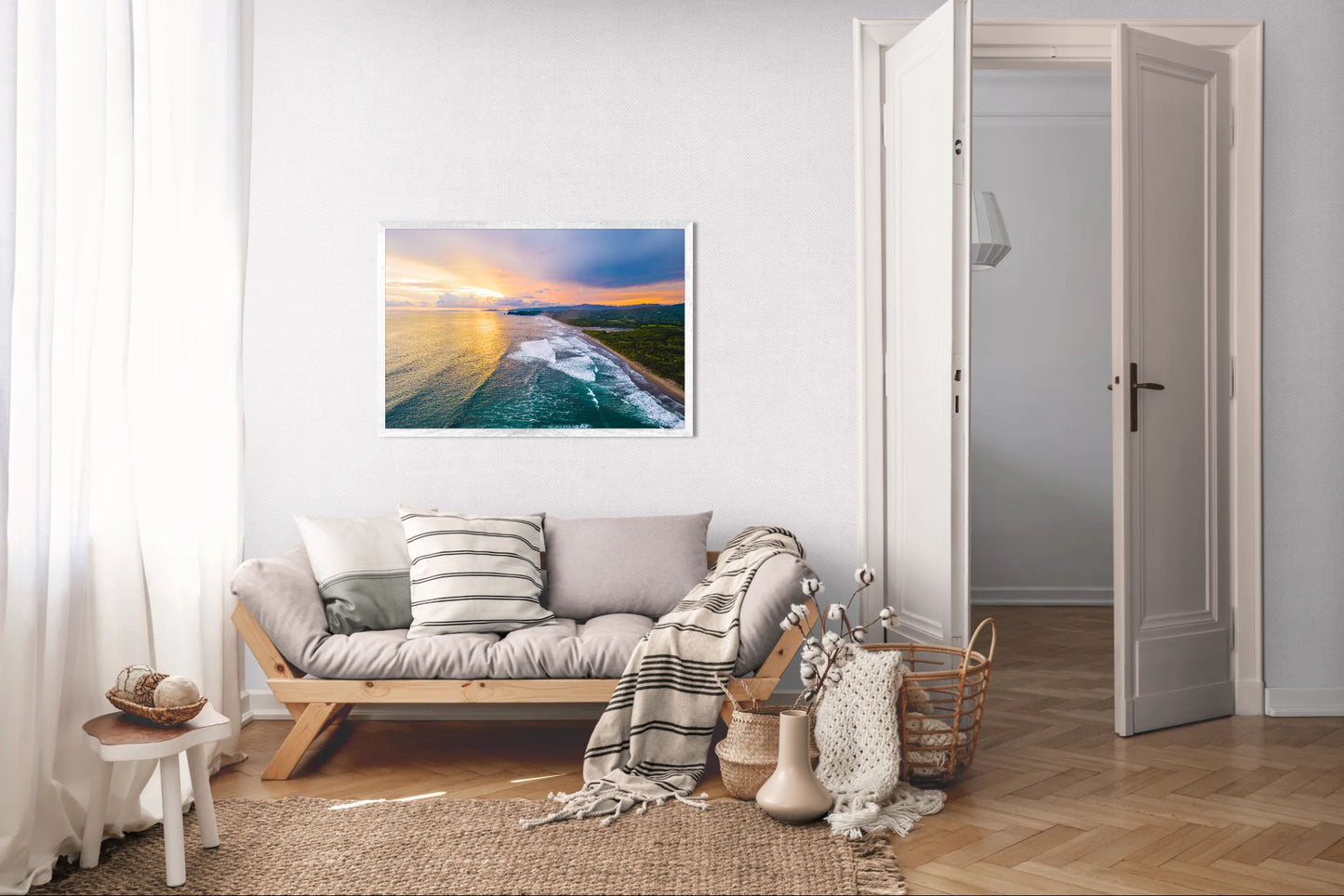 Golden Mirage - Costa de Oro Sunset Aerial Wall Art Print | Jungle Meets Ocean