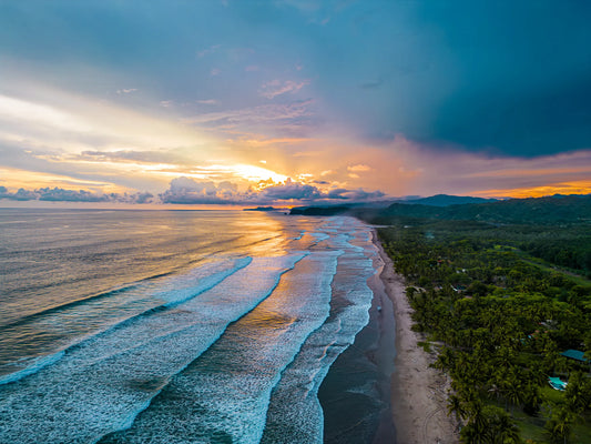 Golden Mirage - Costa de Oro Sunset Aerial Wall Art Print | Jungle Meets Ocean
