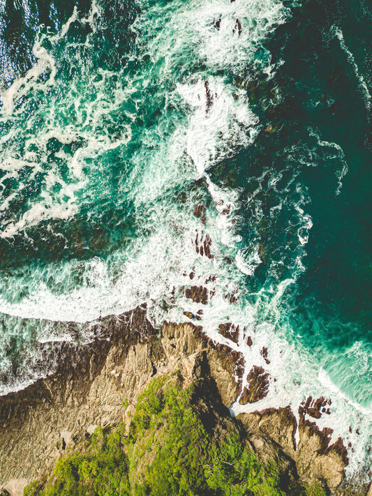 Ocean’s Edge Barrigona Aerial Coastal Wall Art Print | Blue Green Sea & Cliffs