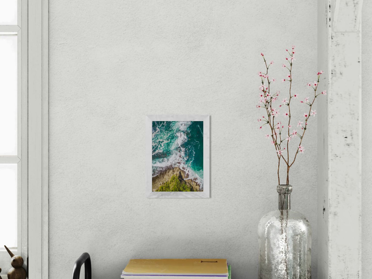 Ocean’s Edge Barrigona Aerial Coastal Wall Art Print | Blue Green Sea & Cliffs