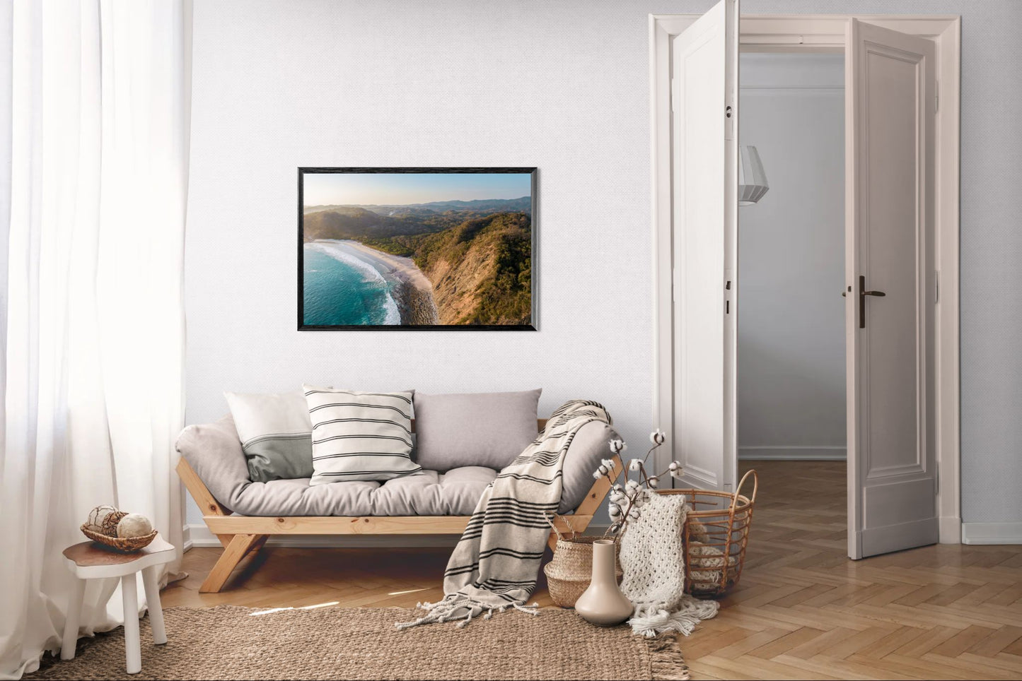 Pale Gold Barrigona Aerial Sunset Print | White Sand Beach & Blue Sea on the Nicoya Peninsula