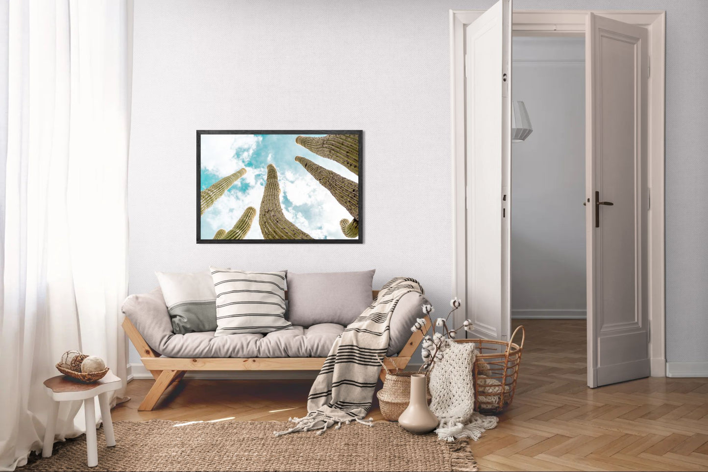 Reach – Saguaro Cactus Color Print | Golden Spines & Turquoise Desert Sky