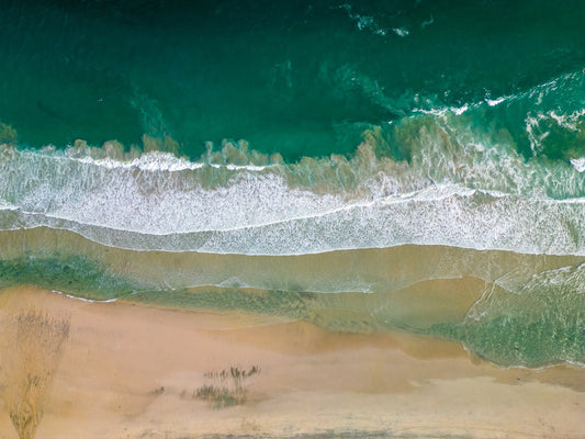 Solace at Barrigona - Aerial Ocean Wall Art Print | Waves and Lagoon on White Sand Beach