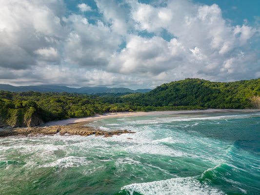 Wild Grace - Barrigona Aerial Beach Photography Print | Roaring Waves & Lush Coastal Hills