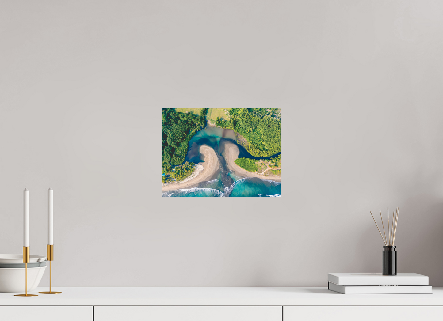 Convergence - Costa de Oro Aerial Estuary Wall Art Print | Turquoise Ocean & Jungle River