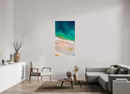 Calm Before the Tide in Sámara Vertical Ocean Wall Art Print | Turquoise to Deep Blue Gradient
