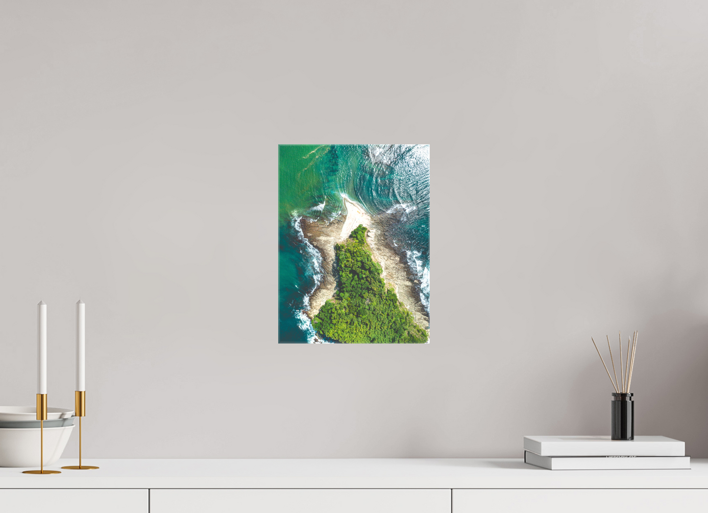 Isla Chora in Bloom - Aerial Island Wall Art Print | Samara Bay Blue Waters