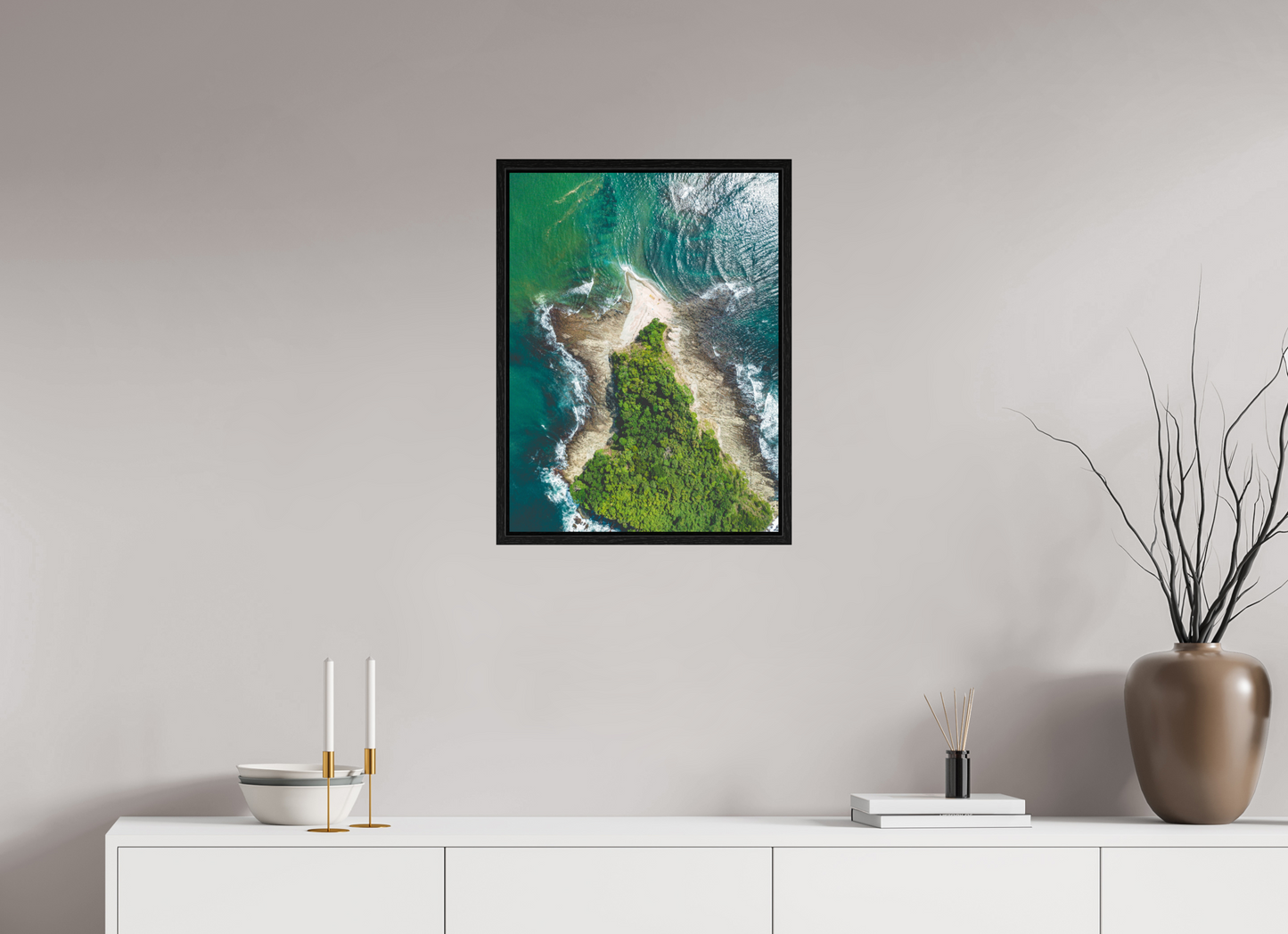 Isla Chora in Bloom - Aerial Island Wall Art Print | Samara Bay Blue Waters