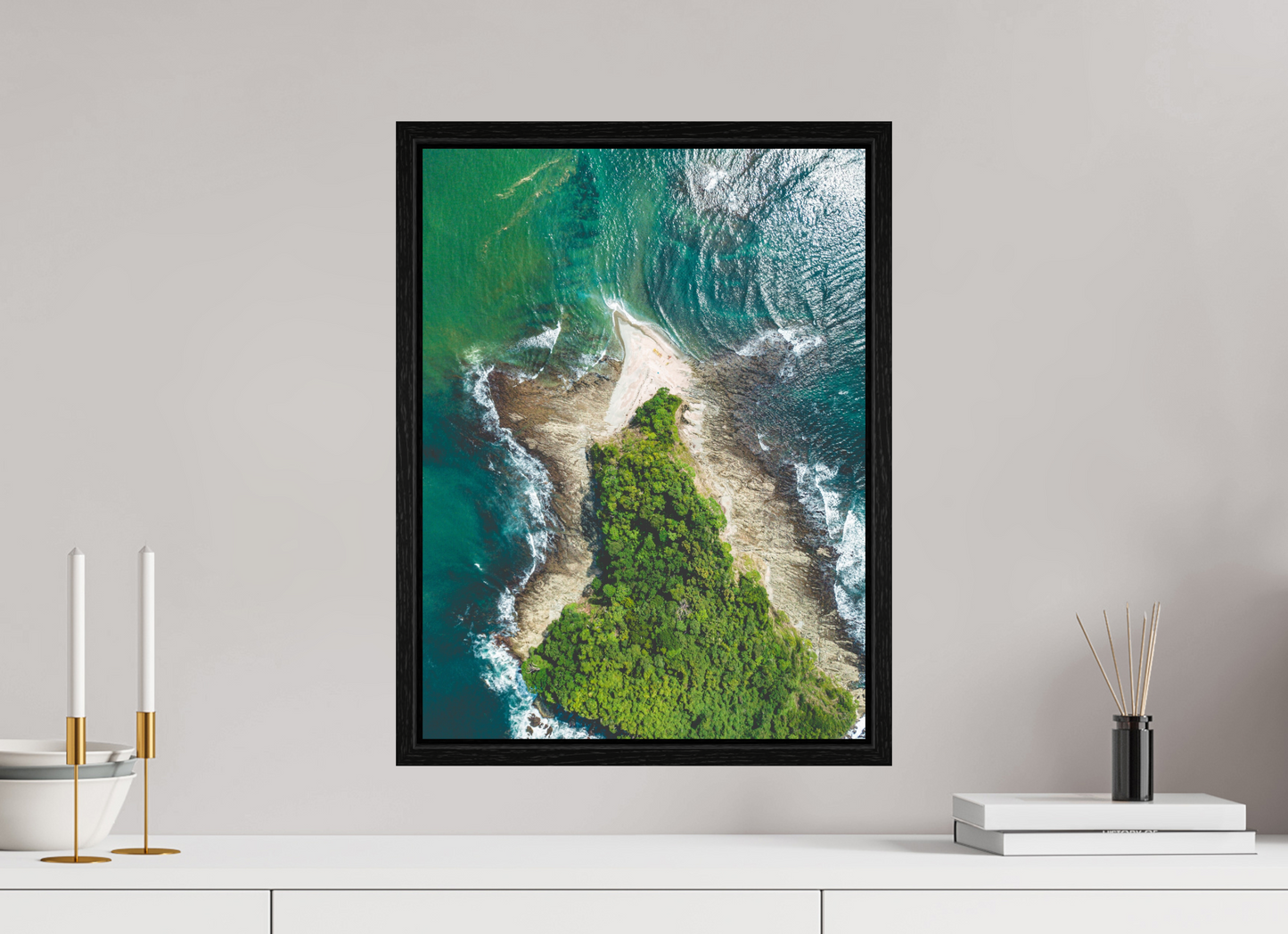 Isla Chora in Bloom - Aerial Island Wall Art Print | Samara Bay Blue Waters