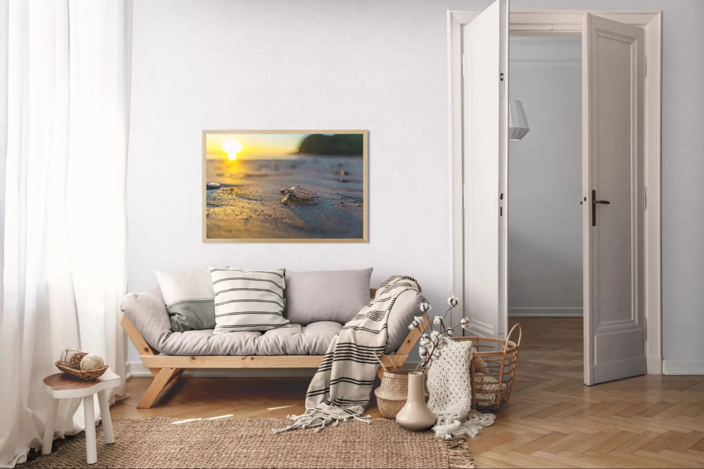 Afternoon Ascent - Olive Ridley Hatchling at Sunset | Costa Rica Wildlife Print