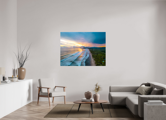 Golden Mirage - Costa de Oro Sunset Aerial Wall Art Print | Jungle Meets Ocean