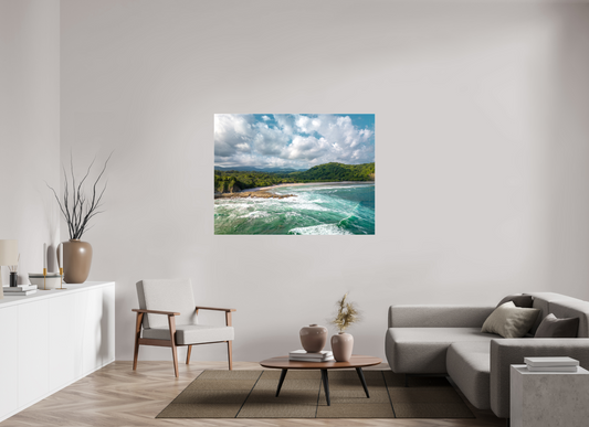Wild Grace - Barrigona Aerial Beach Photography Print | Roaring Waves & Lush Coastal Hills